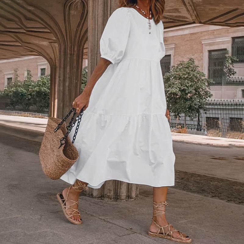 Summer Dress Vintage Sexy Lantern Sleeve Mid-Calf Dress KilyClothing