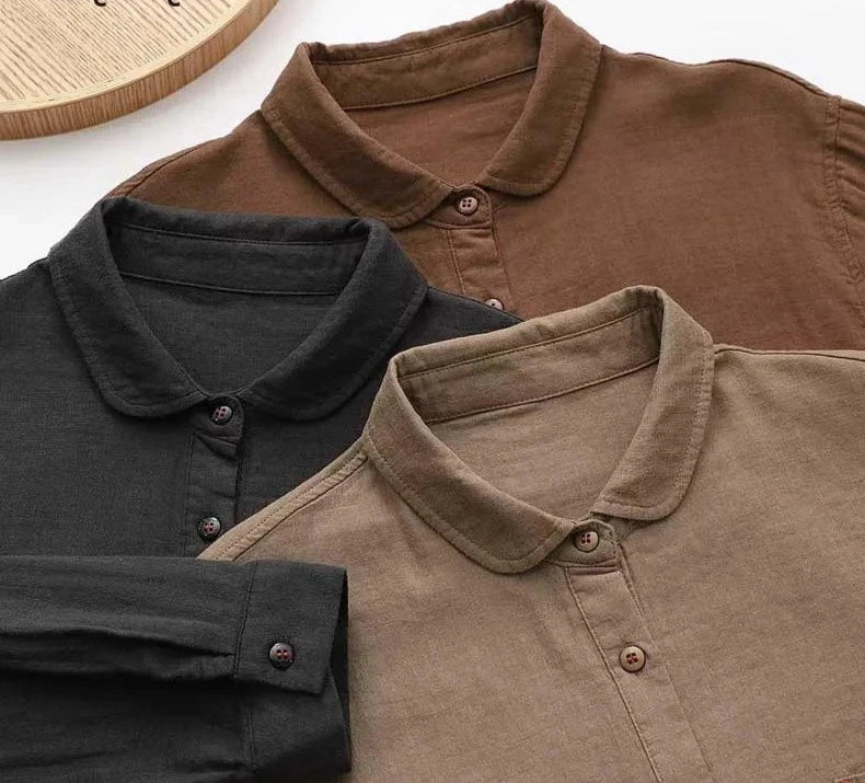 Cotton Shirts for Women Loose Blouses Long Sleeve Bottom Tops High Quality Korean Style Casual 6 Colors KilyClothing