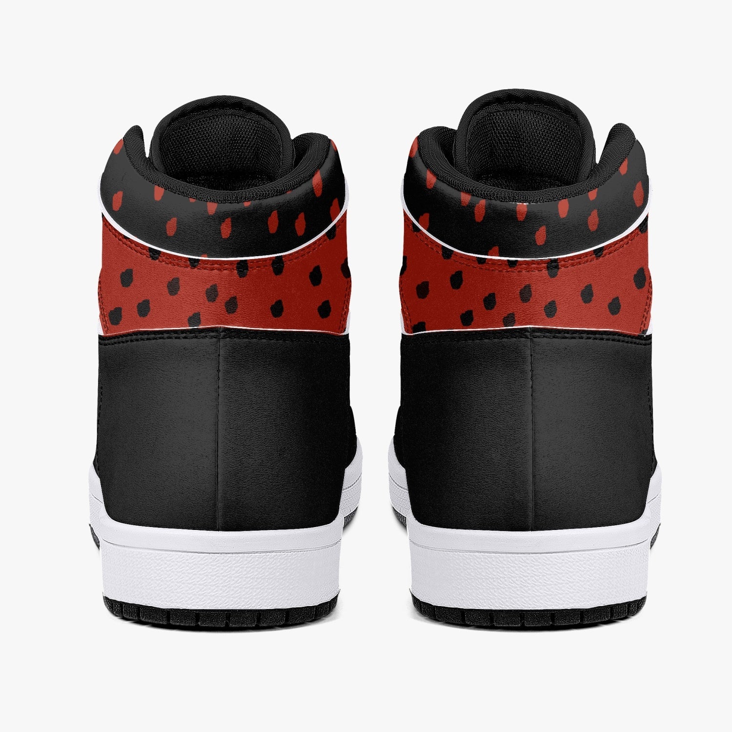 OOTAMAWAE Original Brand High-Top Leather Sneakers - Black $ Red Dots KilyClothing