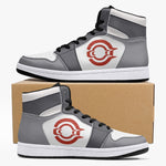OOTAMAWAE Original Brand High-Top Leather Sneakers - Grey Red Logo KilyClothing
