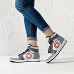 OOTAMAWAE Original Brand High-Top Leather Sneakers - Grey Red Logo KilyClothing
