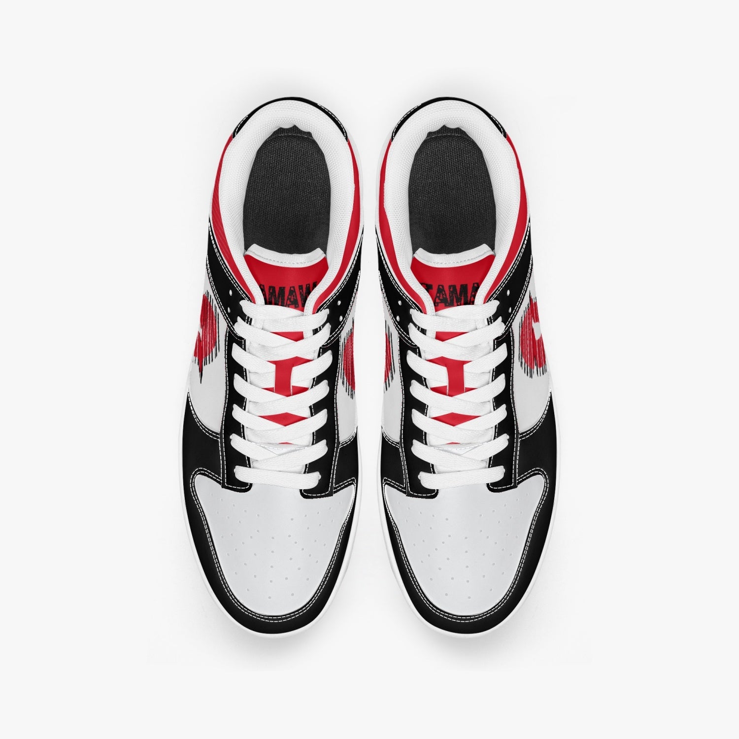 Ootamawae Dunk Stylish Low-Top Leather Sneakers Red & Black KilyClothing