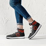 OOTAMAWAE Original Brand High-Top Leather Sneakers - Black $ Red Dots KilyClothing