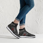 OOTAMAWAE Original Brand High-Top Leather Sneakers -  Black and Grey Stripes KilyClothing