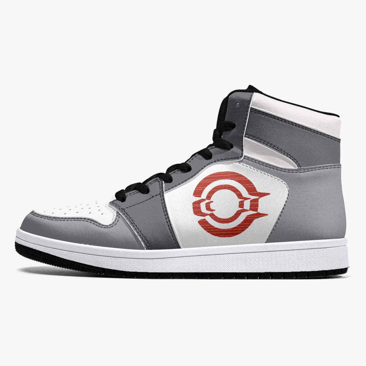 OOTAMAWAE Original Brand High-Top Leather Sneakers - Grey Red Logo KilyClothing