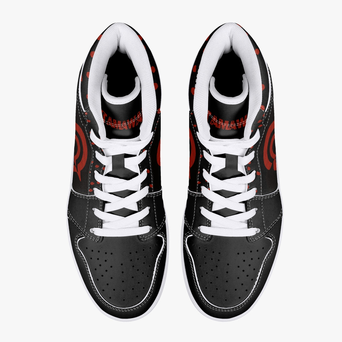 OOTAMAWAE Original Brand High-Top Leather Sneakers - Black $ Red Dots KilyClothing