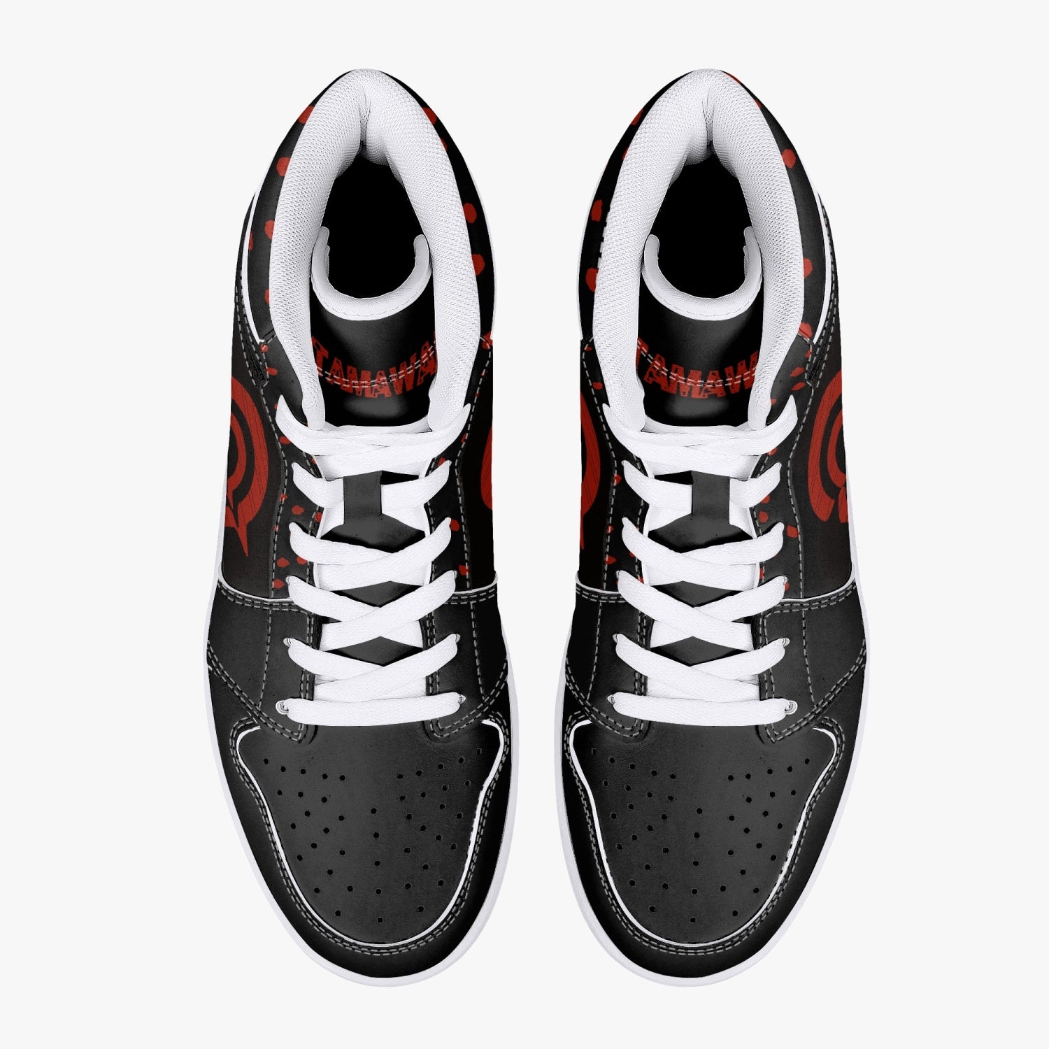 OOTAMAWAE Original Brand High-Top Leather Sneakers - Black $ Red Dots KilyClothing