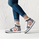 OOTAMAWAE Original Brand High-Top Leather Sneakers - Grey Red Logo KilyClothing