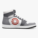 OOTAMAWAE Original Brand High-Top Leather Sneakers - Grey Red Logo KilyClothing