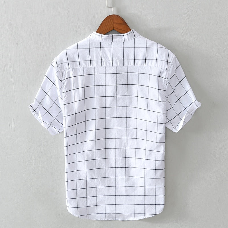 Pure cotton plaid shirt men short-sleeved brand plaid  casual KilyClothing