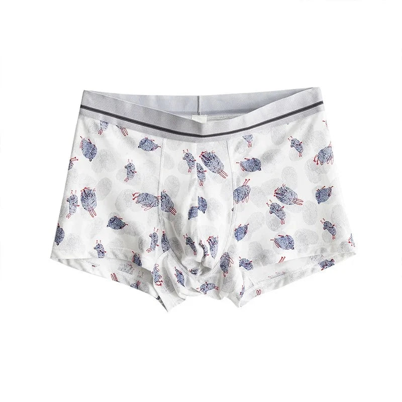 Mens 100%Silk Panties Printed Soft Comfortable Boxer short Middle Waisted Real Silk Boxers