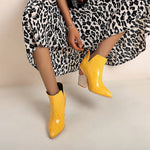 Motorcycle Western Cowboy Boots Women PU Leather Wedges High Heels slip on Cowgirl KilyClothing