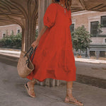 Summer Dress Vintage Sexy Lantern Sleeve Mid-Calf Dress KilyClothing