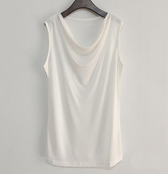 50% Silk 50% Viscose Knit Drape Neck T-Shirts KilyClothing