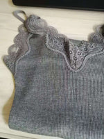 70% Silk 30% Cotton Knit Lace Camisole Top Vest Sleepwear Spaghetti Strap KilyClothing