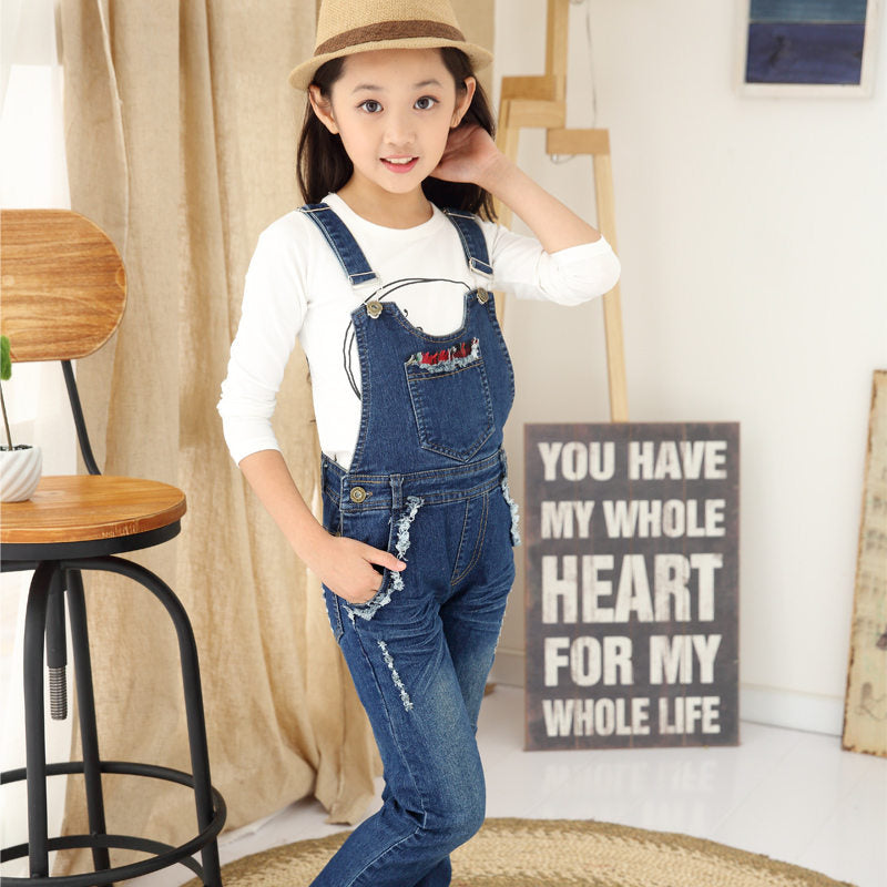 Denim Overalls Jumpsuit for Girls Hole Ripped Jeans Pants Children jumpsuit KilyClothing
