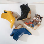Motorcycle Western Cowboy Boots Women PU Leather Wedges High Heels slip on Cowgirl KilyClothing