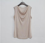 50% Silk 50% Viscose Knit Drape Neck T-Shirts KilyClothing