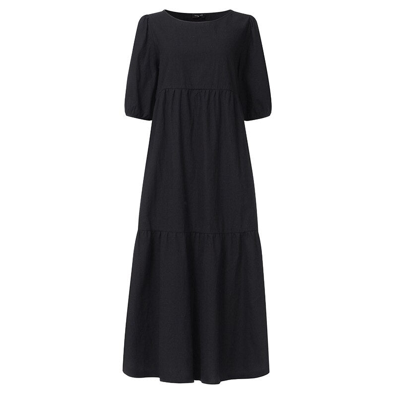 Summer Dress Vintage Sexy Lantern Sleeve Mid-Calf Dress KilyClothing