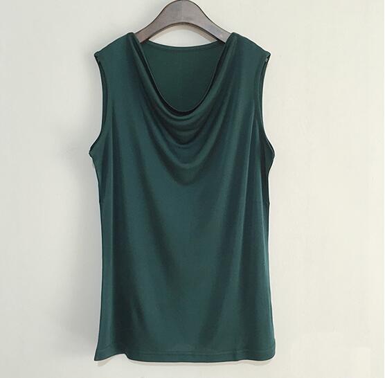 50% Silk 50% Viscose Knit Drape Neck T-Shirts KilyClothing