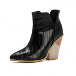 Motorcycle Western Cowboy Boots Women PU Leather Wedges High Heels slip on Cowgirl KilyClothing