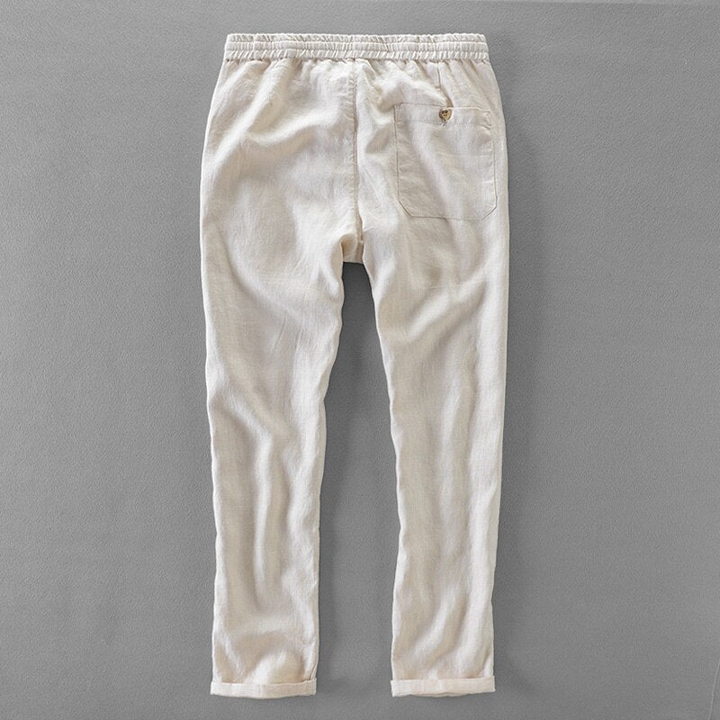 New Italy 100% Linen pants men loose elastic waist trousers KilyClothing