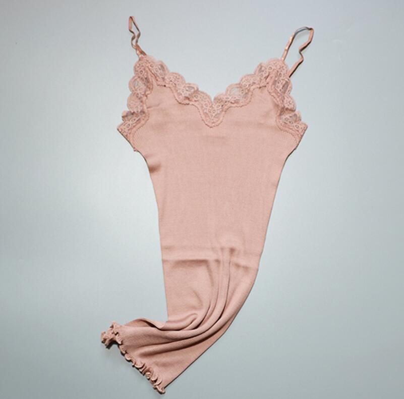 70% Silk 30% Cotton Knit Lace Camisole Top Vest Sleepwear Spaghetti Strap KilyClothing