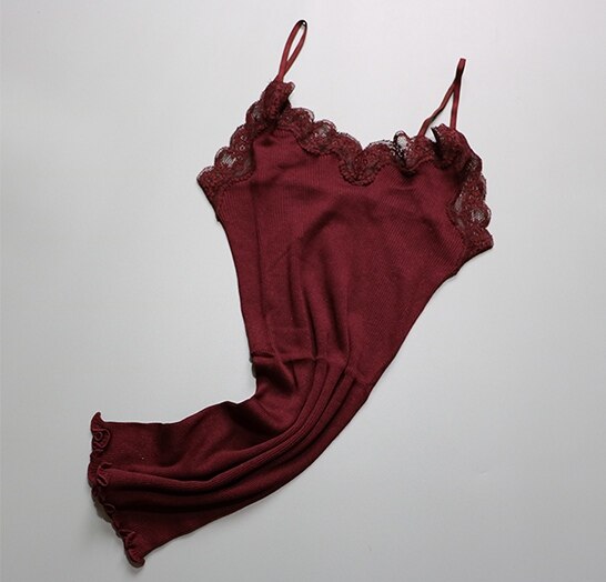 70% Silk 30% Cotton Knit Lace Camisole Top Vest Sleepwear Spaghetti Strap KilyClothing