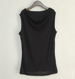 50% Silk 50% Viscose Knit Drape Neck T-Shirts KilyClothing