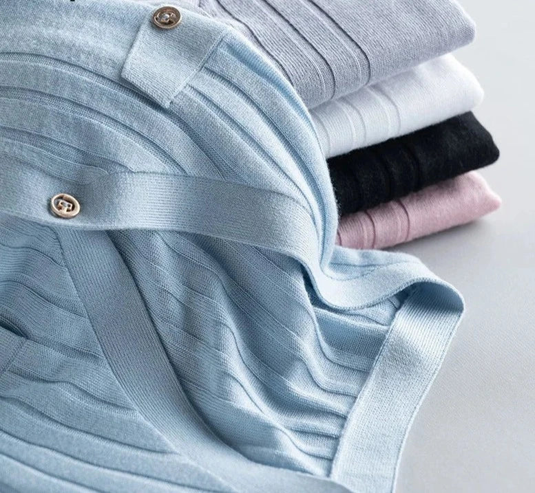 Cárdigan para mujer, prendas de punto con costillas de mezcla de seda, prendas informales para Otoño e Invierno