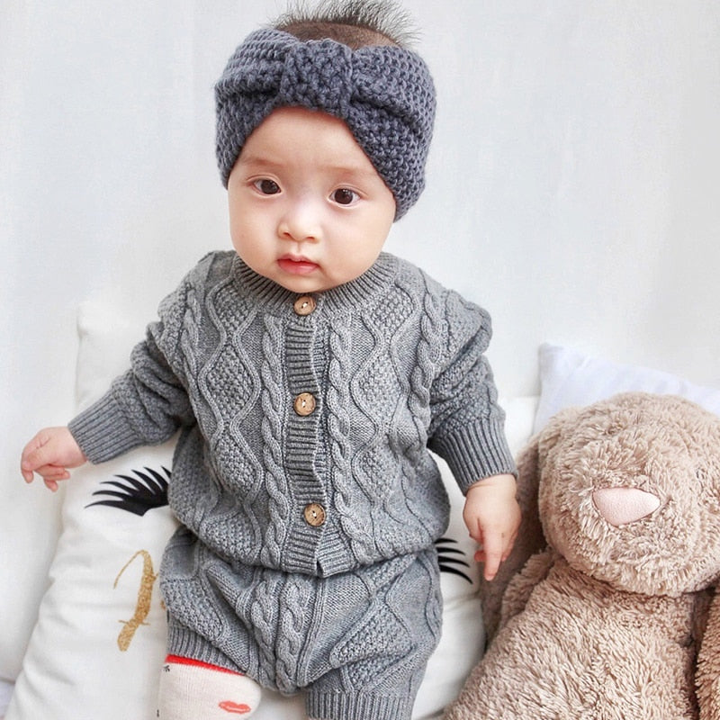 Toddler Boys Girls Baby Knit Sweater Cardigan + Shorts Suit Baby Clothes Suit KilyClothing