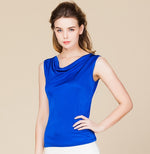 50% Silk 50% Viscose Knit Drape Neck T-Shirts KilyClothing