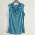 50% Silk 50% Viscose Knit Drape Neck T-Shirts KilyClothing
