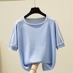 Thin Knitted T Shirt Women Short Sleeve Summer KilyClothing