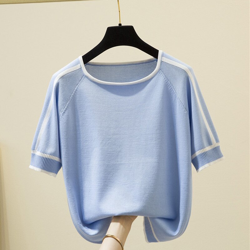 Thin Knitted T Shirt Women Short Sleeve Summer KilyClothing