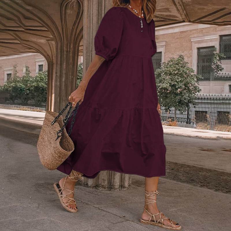 Summer Dress Vintage Sexy Lantern Sleeve Mid-Calf Dress KilyClothing