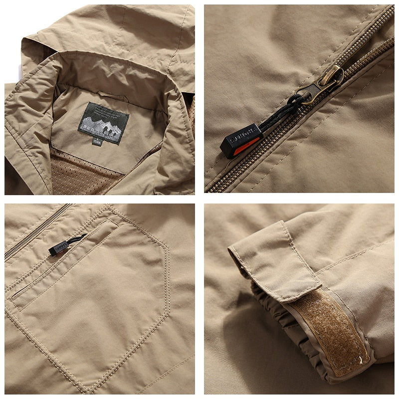 Men Outdoor Hiking Jackets Waterproof Hooded Windbreaker Coat KilyClothing