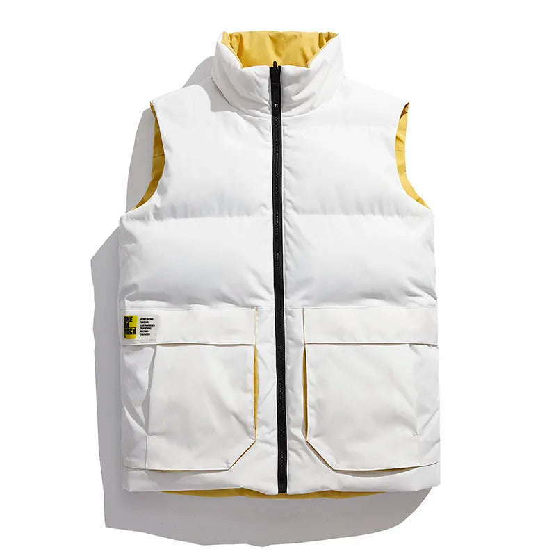 Men'S Autumn And Winter Trend Down Cotton Vest With Large Warm Shoulder And Thickened With Double Coats Man KilyClothing