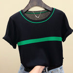 Thin Knitted T Shirt Women Short Sleeve Summer KilyClothing