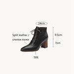 Leather Pointed Toe Chunky Heel Shoes Women Retro Split Modern Boots KilyClothing