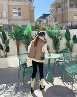 Warm fur integrated sleeveless fleece stitching coat vest jacket KilyClothing