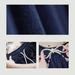 Ice Silk Cool Feeling Jeans for Women, Denim Blue,, Loose Wide Leg Pants, Elastic Waist Contrasting Color Tassel Waist Cord KilyClothing