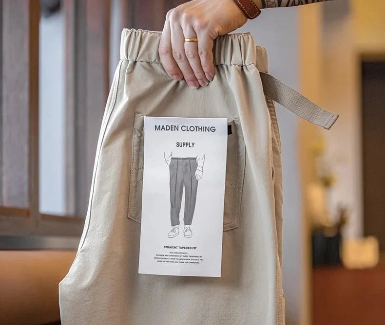 Men's Casual Outdoor Functional Leggings, Versatile Straight Tapered Pants Elastic Waist Long Pants