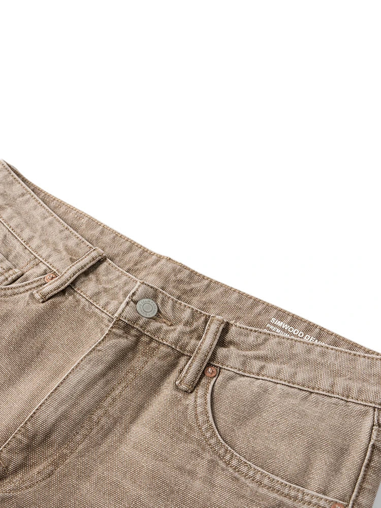 Vaqueros de lona con cuentas vintage lavados, rectos y regulares, de 12,5 oz, ropa de marca en tallas grandes