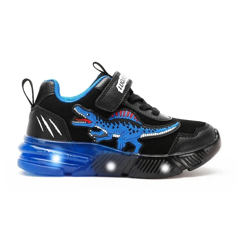 LONG 2-6Y Children LED Spinosaurus Autumn Suede Light Up Shoes Dinosaur Boys Little Kids Outdoor Casual Flashing Sports Sneakers KilyClothing