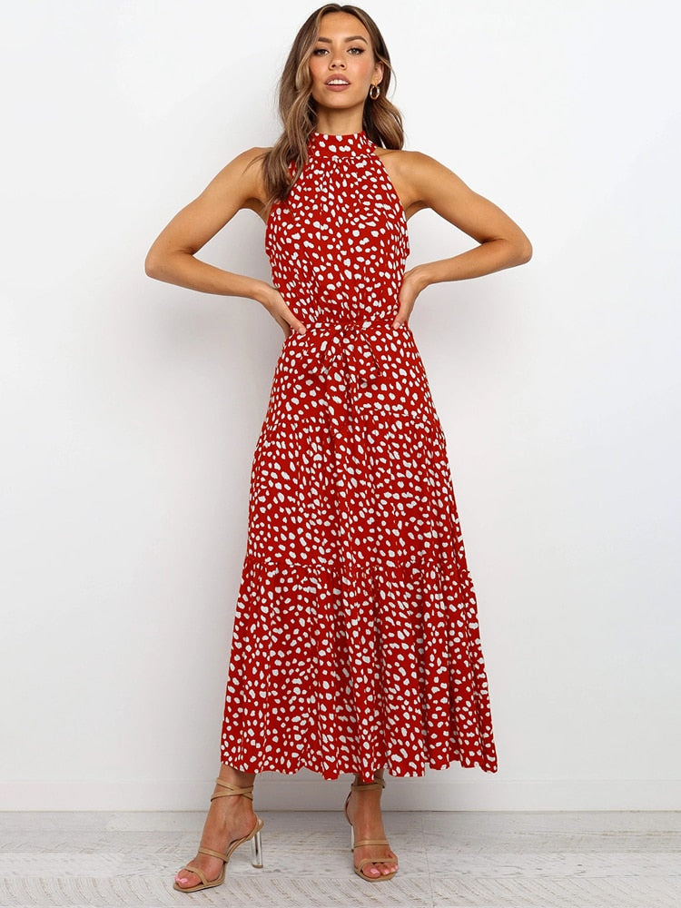Summer Long Dress Polka Dot Casual Dresses Black Sexy Halter Strapless KilyClothing