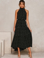 Summer Long Dress Polka Dot Casual Dresses Black Sexy Halter Strapless KilyClothing