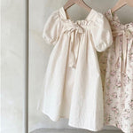 Dress Children Bubble Sleeve Bow Floral Dress Girls Outwear KilyClothing
