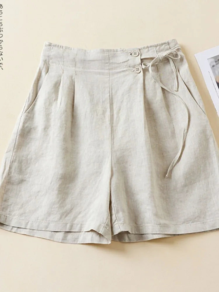 Casual Short Pant for woman, Summer Vintage Style, Solid Color Loose Comfortable Female Cotton Linen KilyClothing