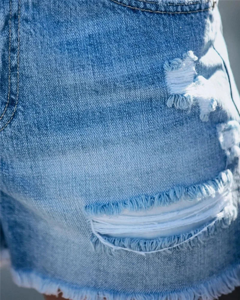 Ripped High Waisted Rolled Denim Shorts for woman, Vintage  Hole Summer Casual Pocket Short Jeans KilyClothing